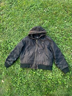 Dickies Workwear Hooded Canvas Duck Jacket coat Hoodie Faded Thrashed Grunge XL